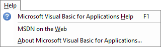 The Excel VBA Editor's Help Menu