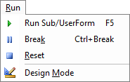 The Excel VBA Editor's Run Menu