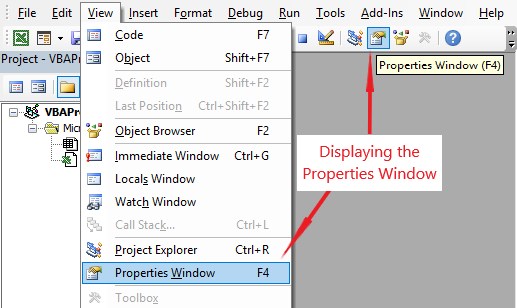 Multiple ways of displaying the Properties window