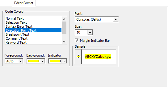 The Options dialog box’s Editor Format tab