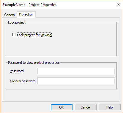 The Project Properties dialog box’s Protection tab