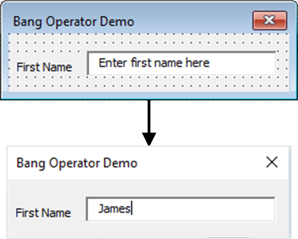 UserForm used in the sample code, at both design and runtime.